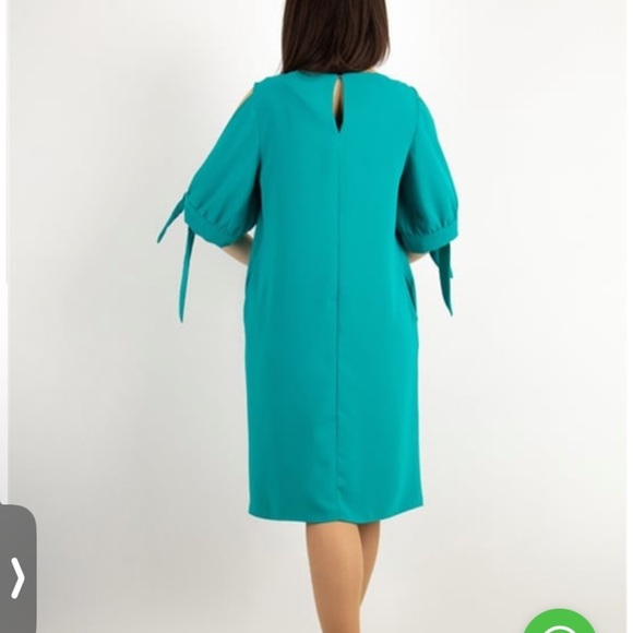 Gibson Latimer Teal Cold Shoulder Dress shift women M event casual vacation Y2K - Picture 3 of 11